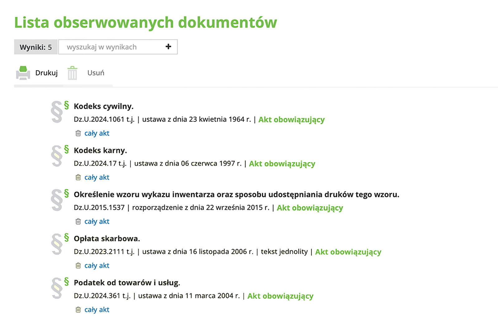 <p>Wygodnie zarządzasz listą obserwowanych dokumentów</p>